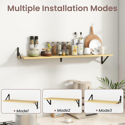 ShelfLoft 48" Wide x 8" Deep Floating Shelves with Brackets, 2 Pack