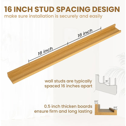 ShelfLoft 48" Wide x 4" Deep Picture Ledge Shelf Wall Display Floating Shelves with Lip, 2 Pack