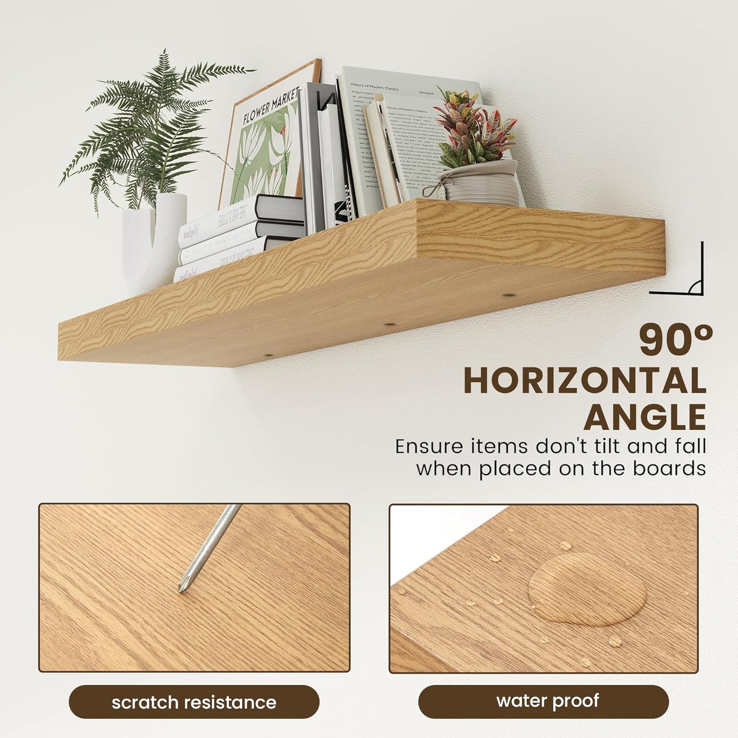 ShelfLoft 48"W x 11.6"D Oak Floating Shelves Long Wall Display,1 Pack