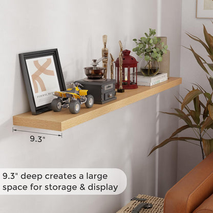 ShelfLoft 9.3"D x 1.5"H Oak Floating Shelves for Wall Storage