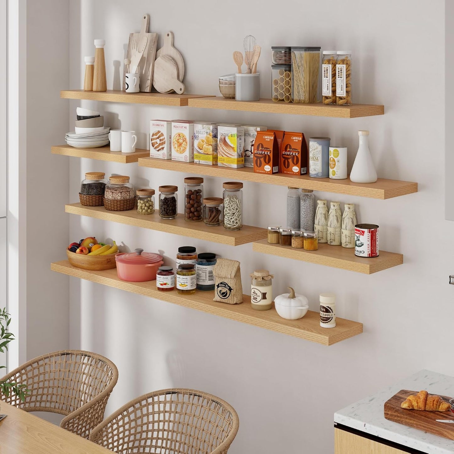 ShelfLoft 9.3"D x 1.5"H Oak Floating Shelves for Wall Storage