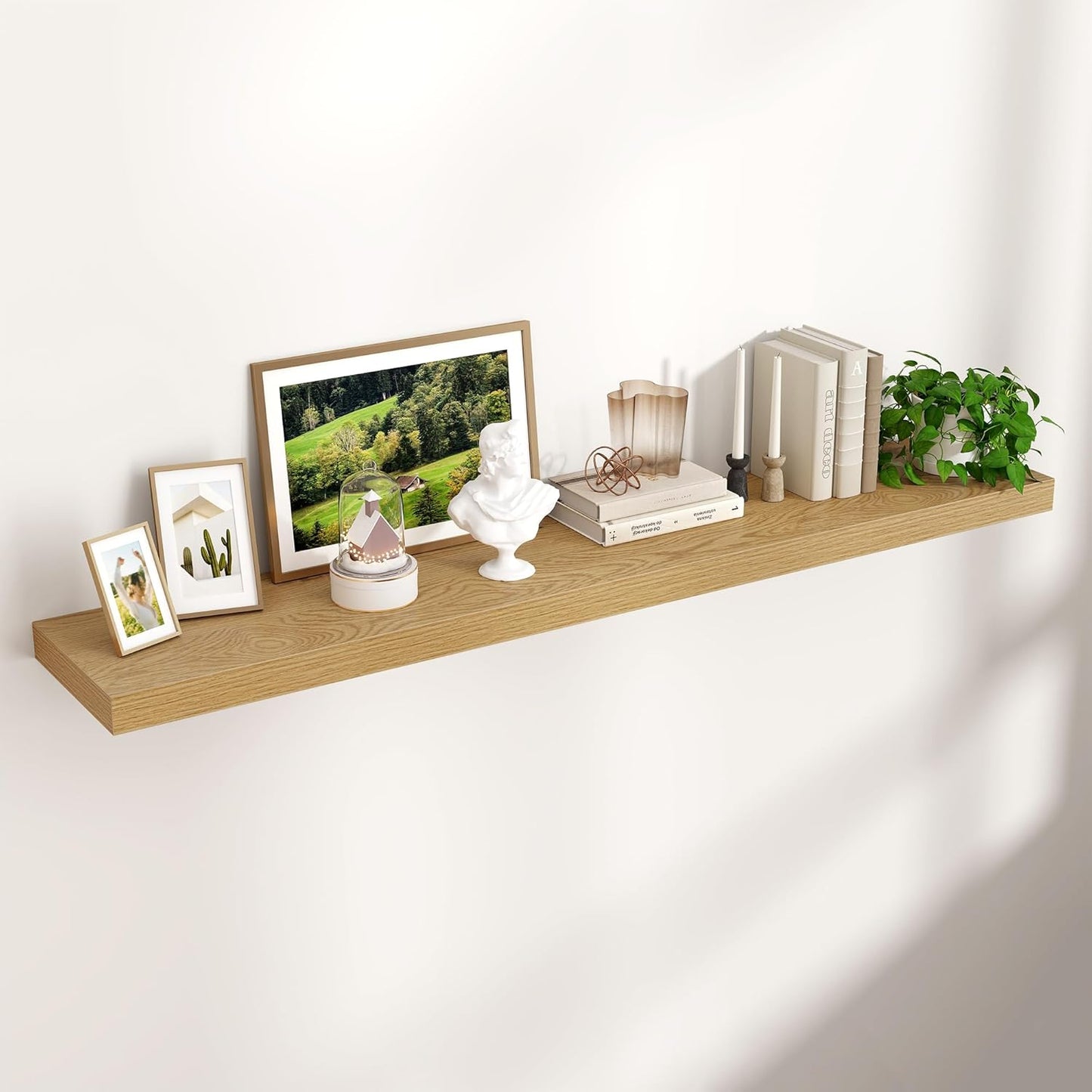 ShelfLoft 55"W x 10"D Oak Floating Shelves for Wall Storage,1 Pack