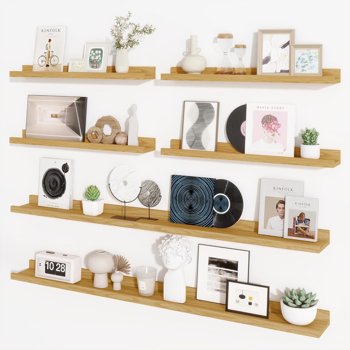 ShelfLoft 5.4 Inch Deep Picture Ledge Shelf Floating Wall Storage Shelves, Set of 6