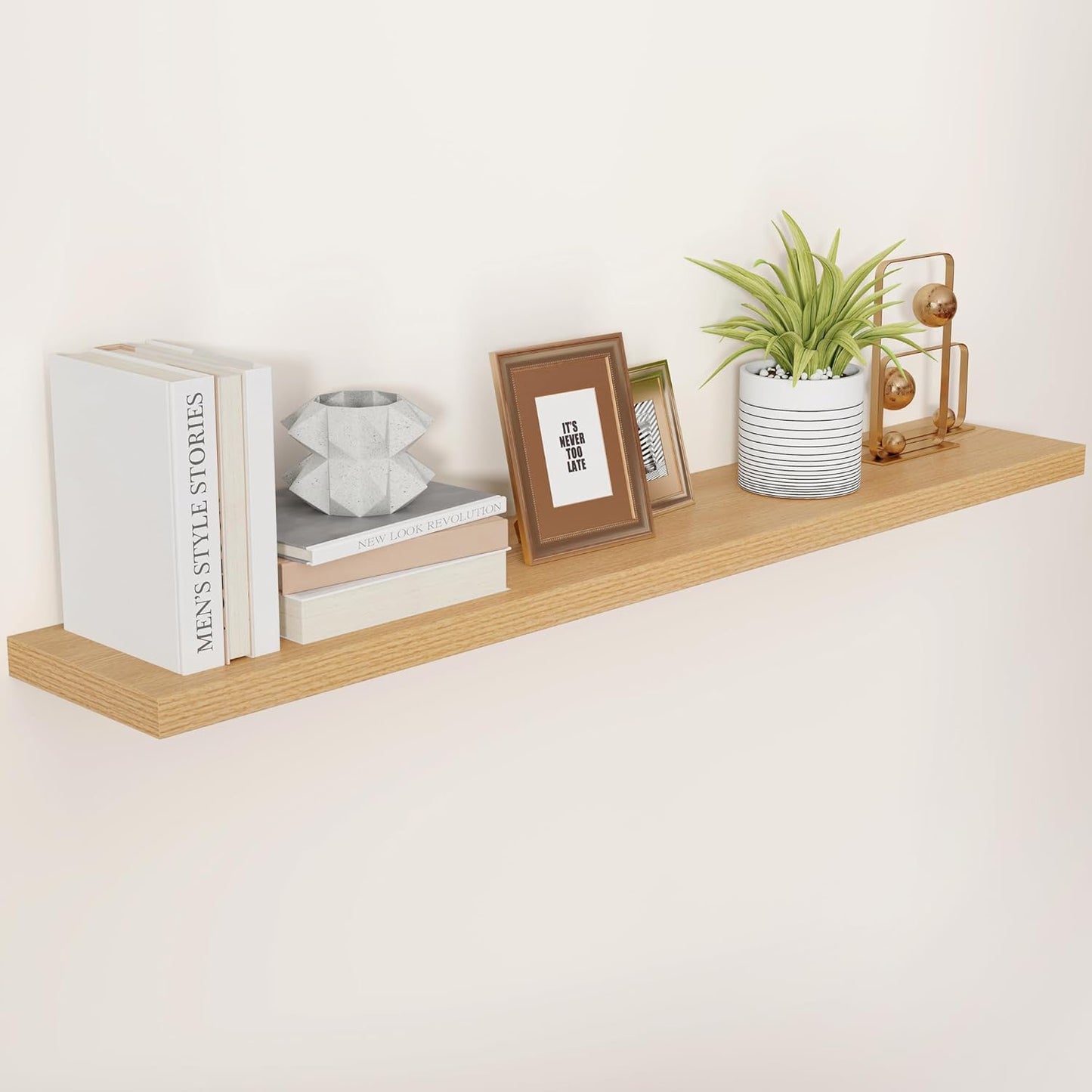 ShelfLoft 55" Wide x 9.3" Deep Floating Shelves for Wall Storage,Oak-1 Pack