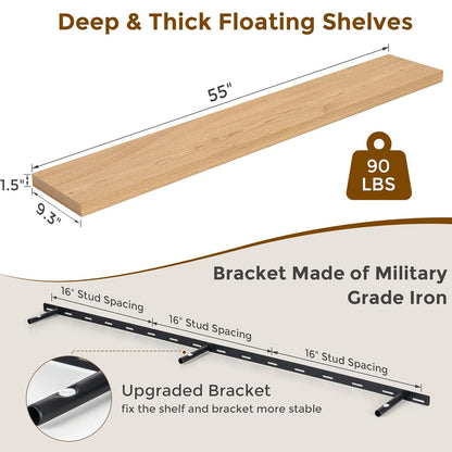 ShelfLoft 55" Wide x 9.3" Deep Floating Shelves for Wall Storage,1 Pack