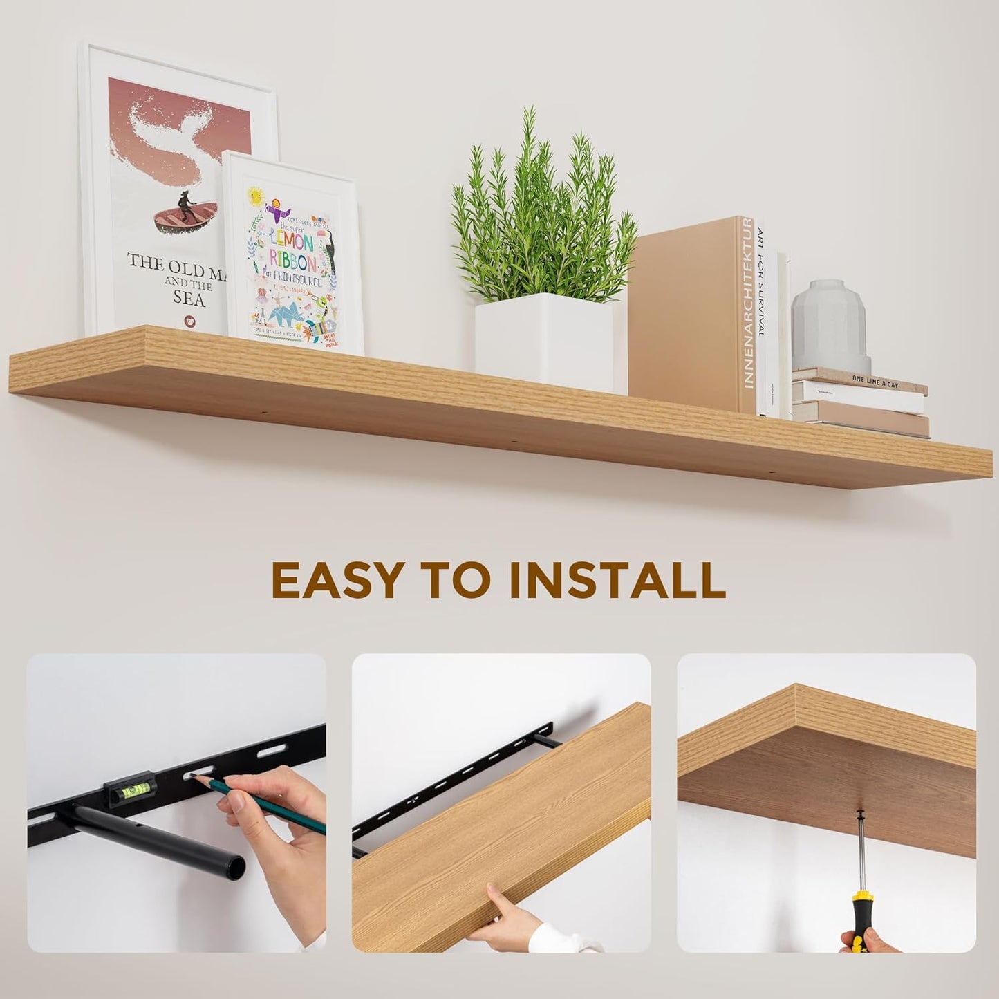 ShelfLoft 55" Wide x 9.3" Deep Floating Shelves for Wall Storage,1 Pack