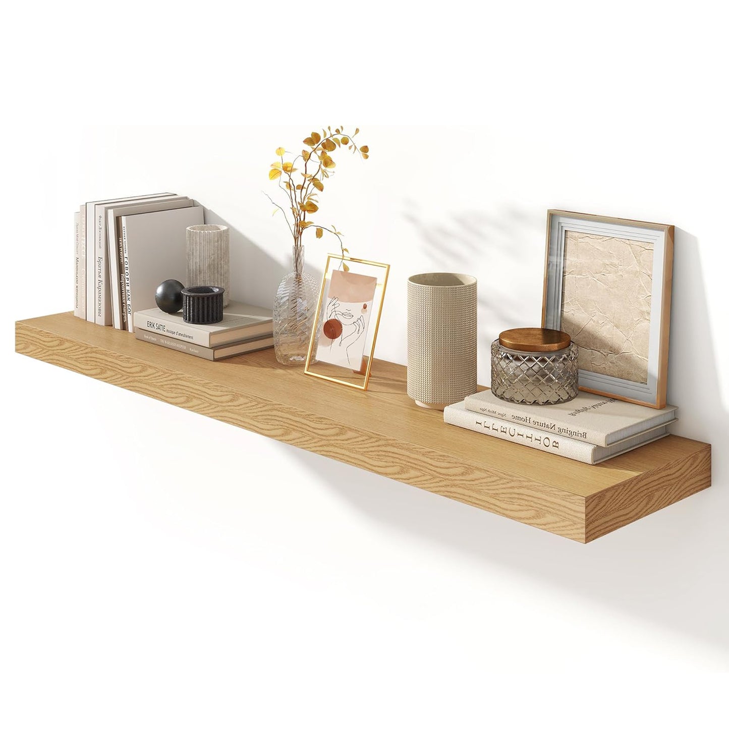 ShelfLoft 11.6"D x 2"H Oak Floating Shelves for Wall Storage