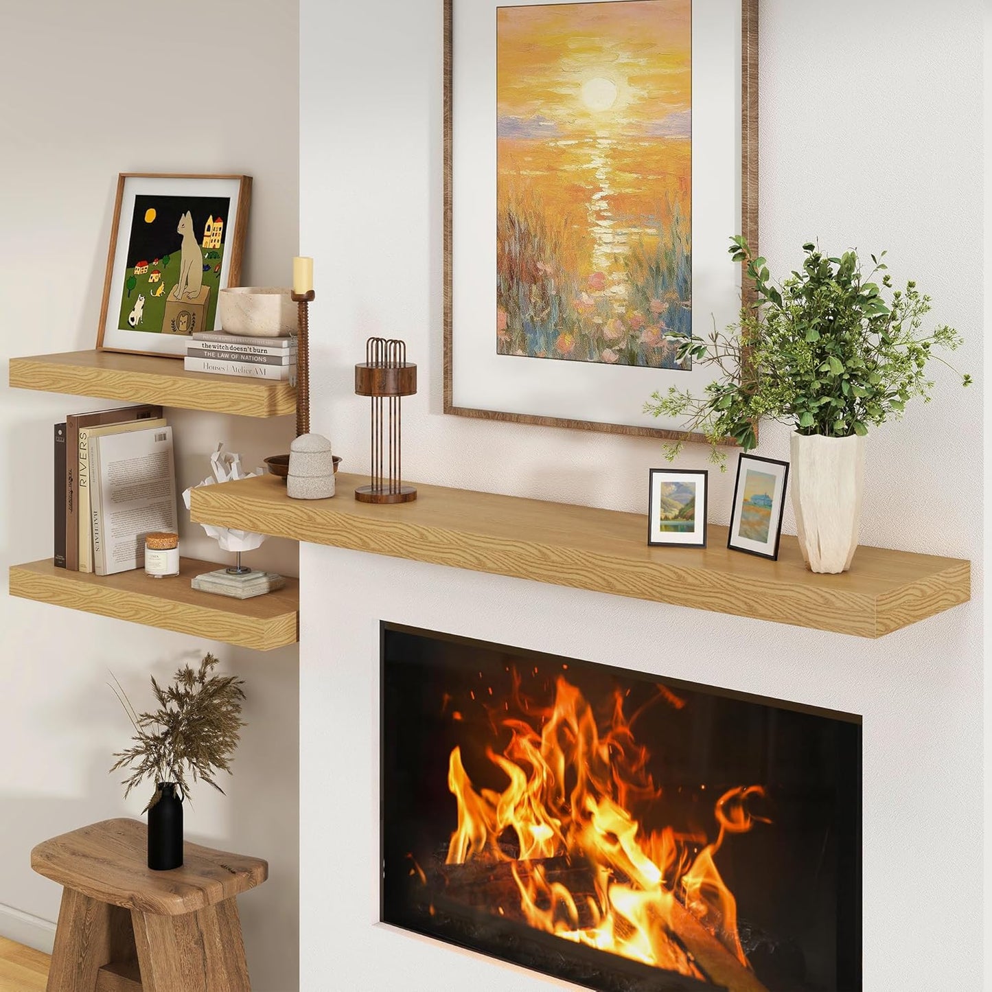 ShelfLoft 55"W x 11.6"D Oak Floating Shelves Long Wall Display,1 Pack