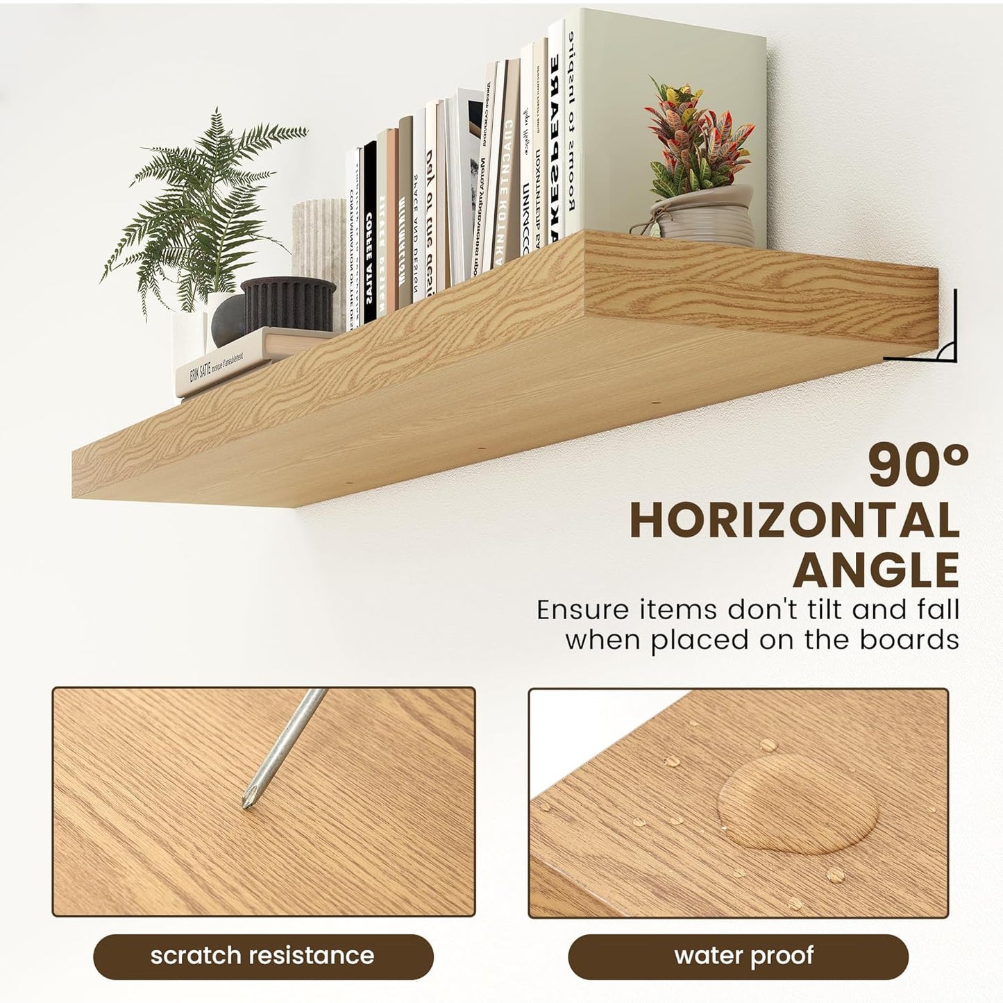 ShelfLoft 55"W x 11.6"D Oak Floating Shelves Long Wall Display,1 Pack