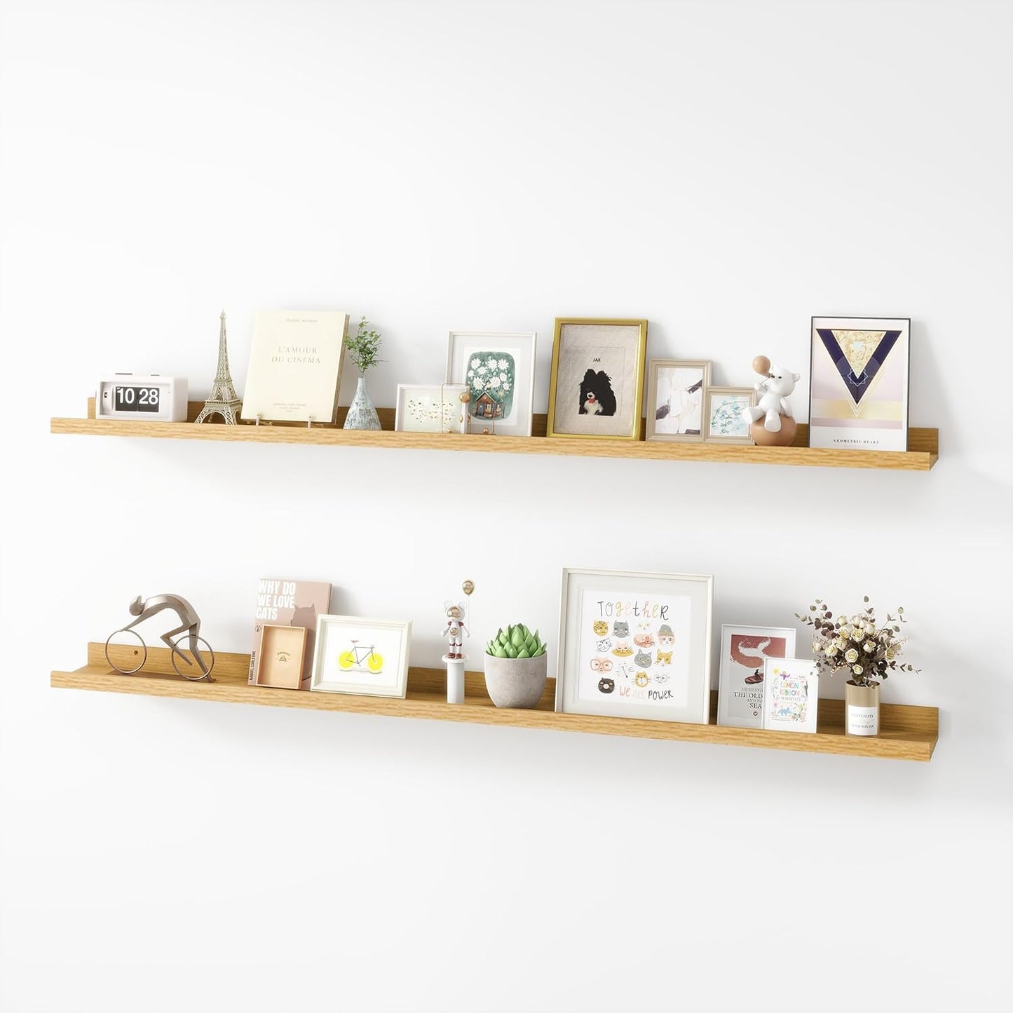 ShelfLoft 5"D x 1.8“H Oak Picture Ledge Shelf Wood Floating Shelves