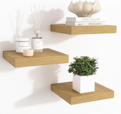 Shelfloft 3-Piece 7.5 Inch Square Floating Cornor Shelves for Small Space Storage