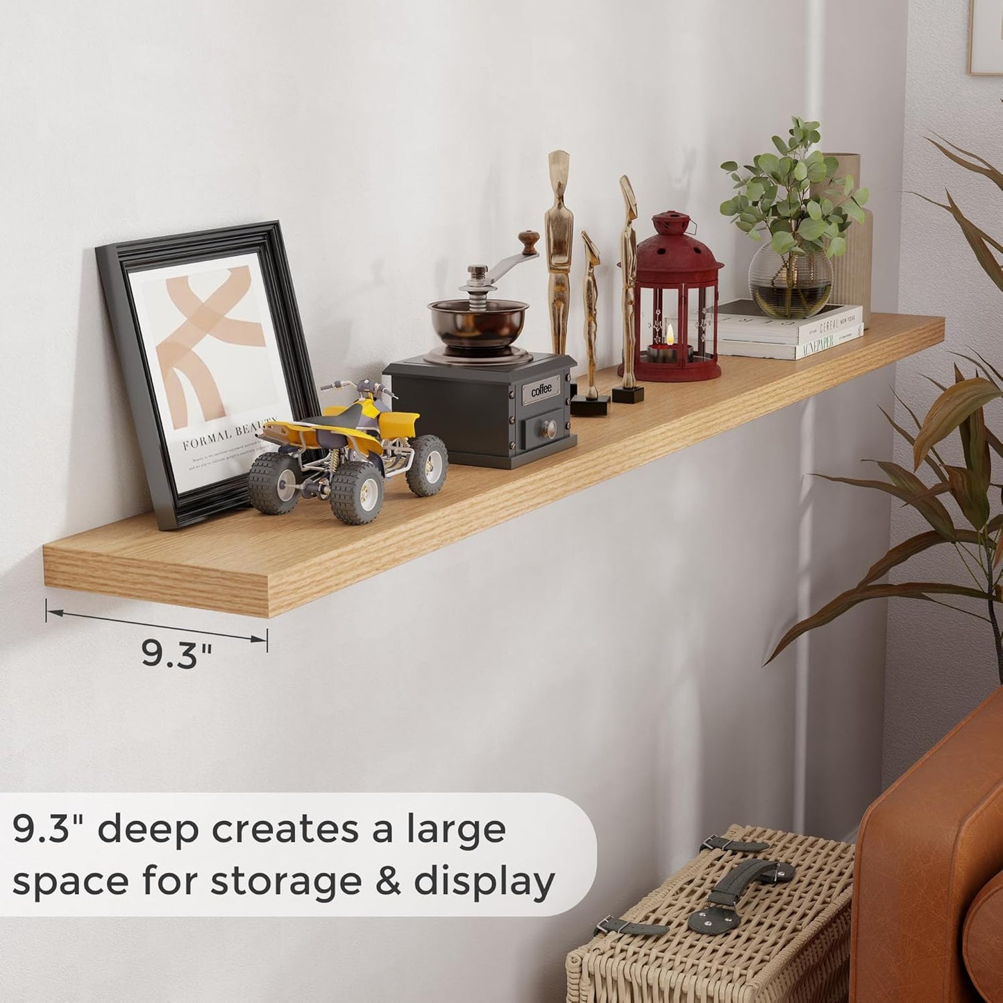 ShelfLoft 9.3"D x 1.5"H Oak Floating Shelves for Wall Storage