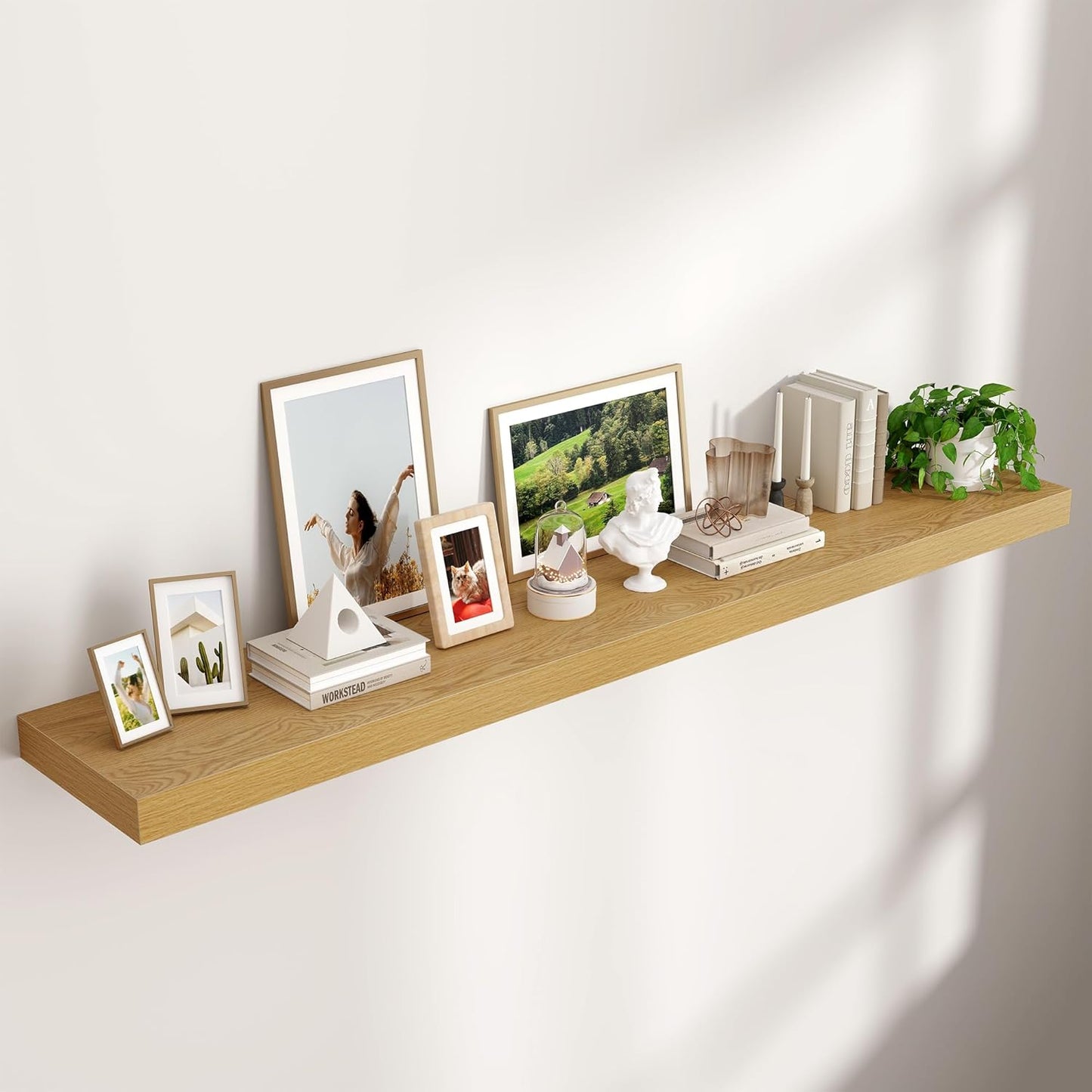 ShelfLoft 72"W x 11.6"D Oak Floating Shelves for Wall Storage,1 Pack