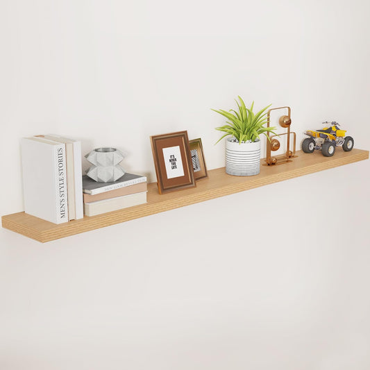 ShelfLoft 72" Wide x 9.3" Deep Floating Shelves for Wall Storage,Oak-1 Pack