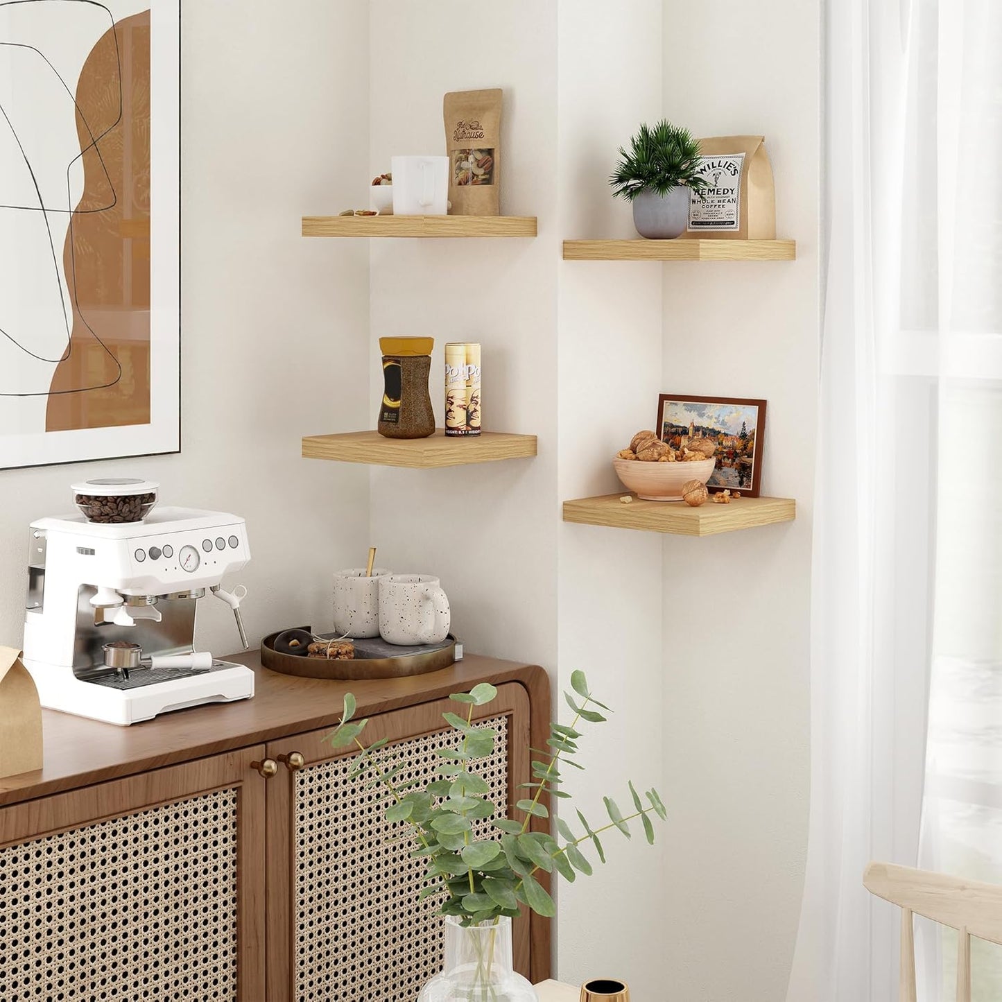 Shelfloft 3-Piece 7.5 Inch Square Floating Cornor Shelves for Small Space Storage