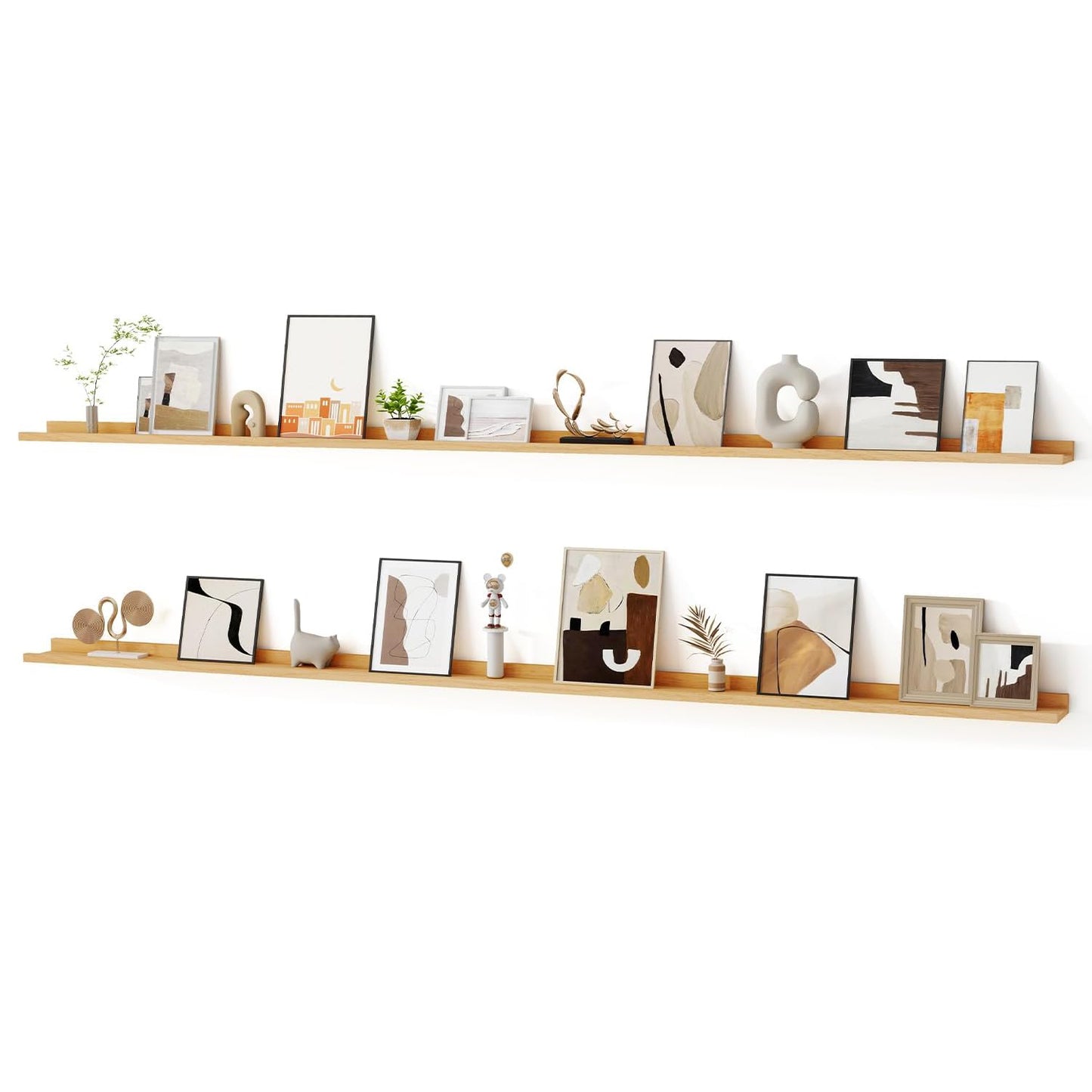 ShelfLoft 95" Wide x 3.5" Deep Picture Ledge Shelf Wall Display Long Floating Shelves, 2 Pack