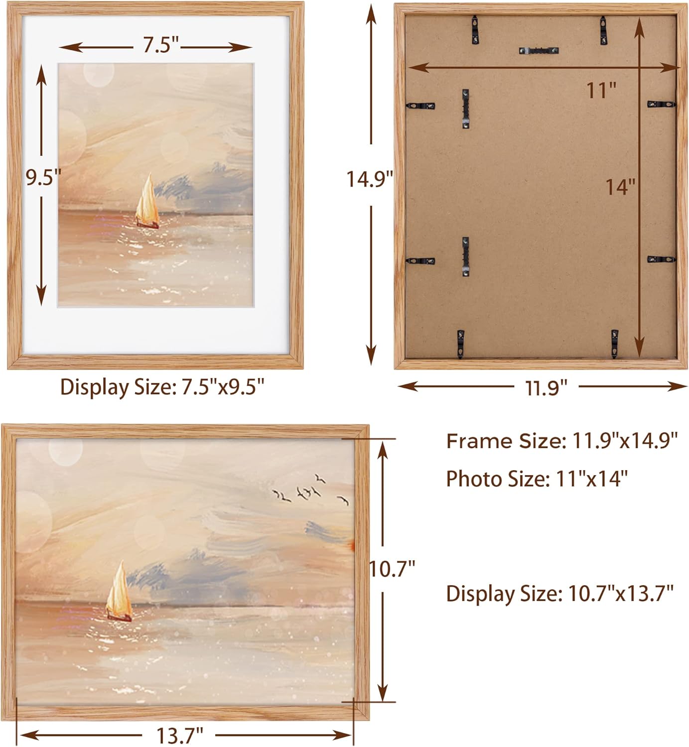 ShelfLoft 20 Sizes Wood Picture Frame, Home Decor Wall Hanging Photo Frame