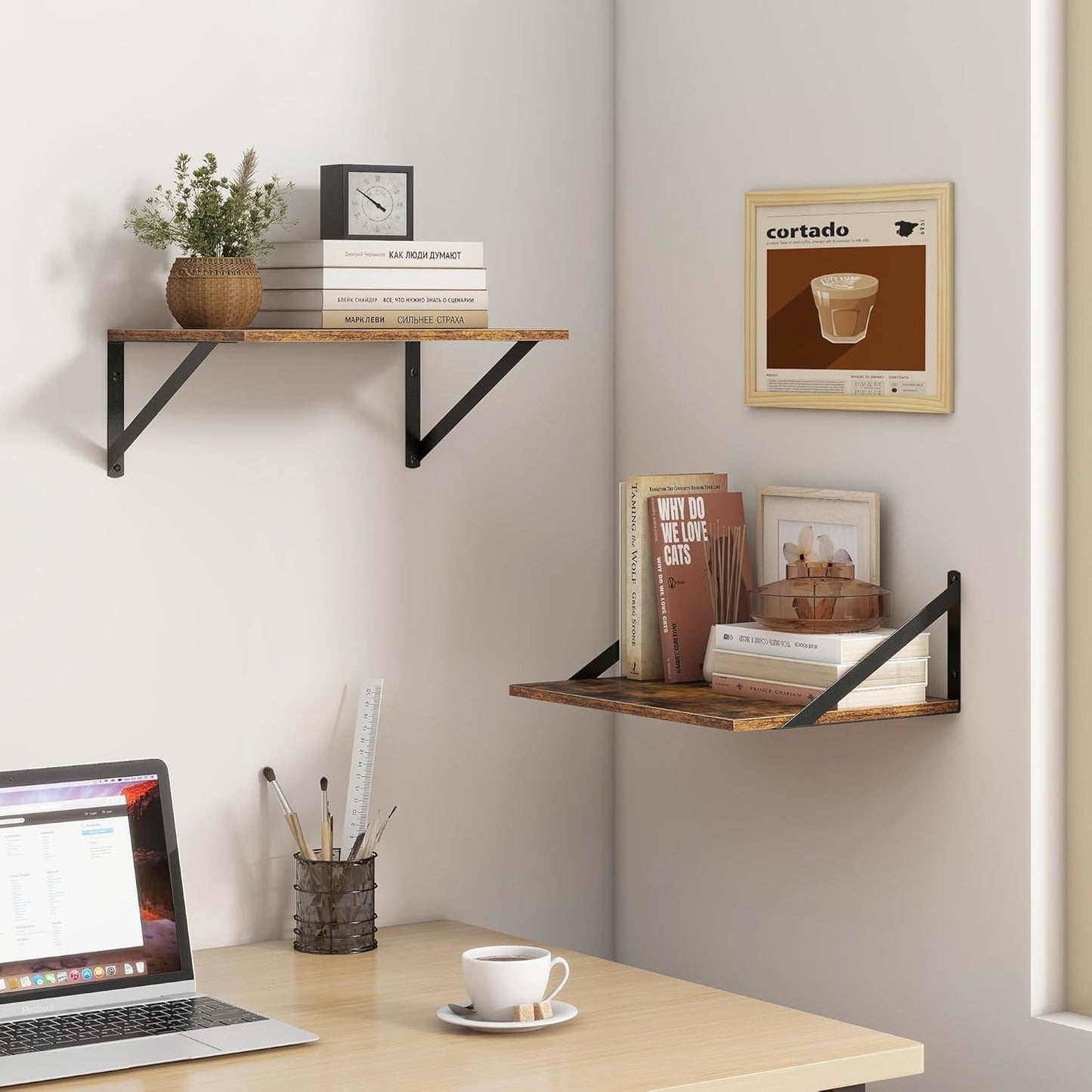 ShelfLoft 12 Inch Deep Wall Display&Storage Floating Shelves with Visible Brackets