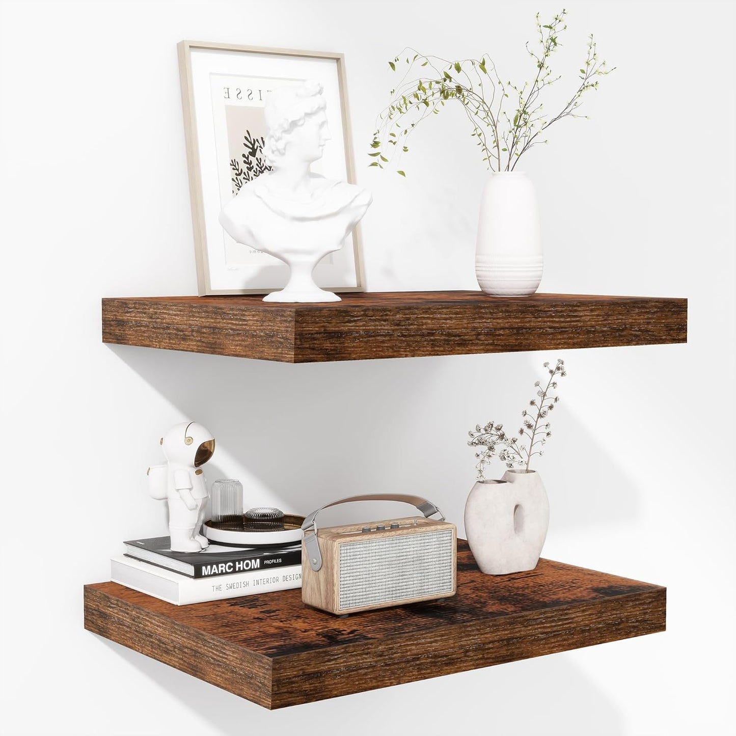 ShelfLoft 12 Inch Deep Farmhouse Wall Mounted Display Floating Shelves