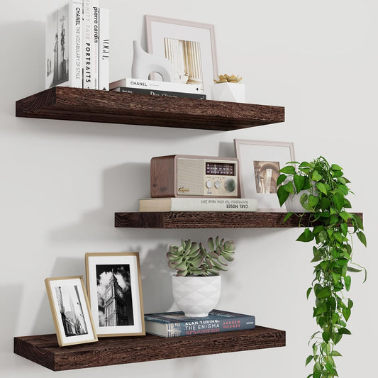 ShelfLoft 6.8 Inch Deep Natural Paulownia Wood Floating Shelves