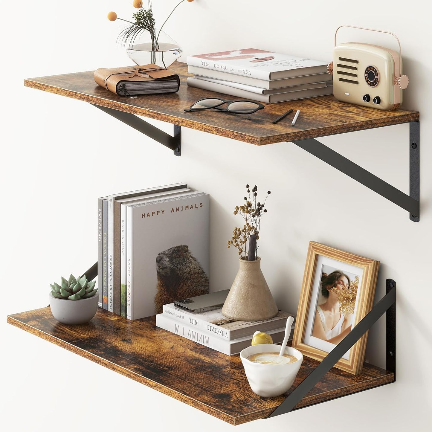 ShelfLoft 12 Inch Deep Wall Display&Storage Floating Shelves with Visible Brackets