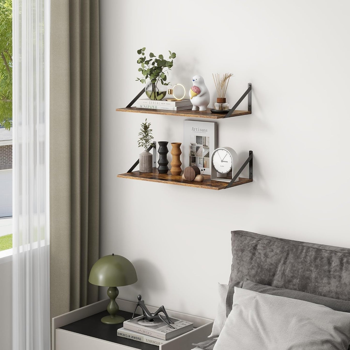ShelfLoft 12 Inch Deep Wall Display&Storage Floating Shelves with Visible Brackets