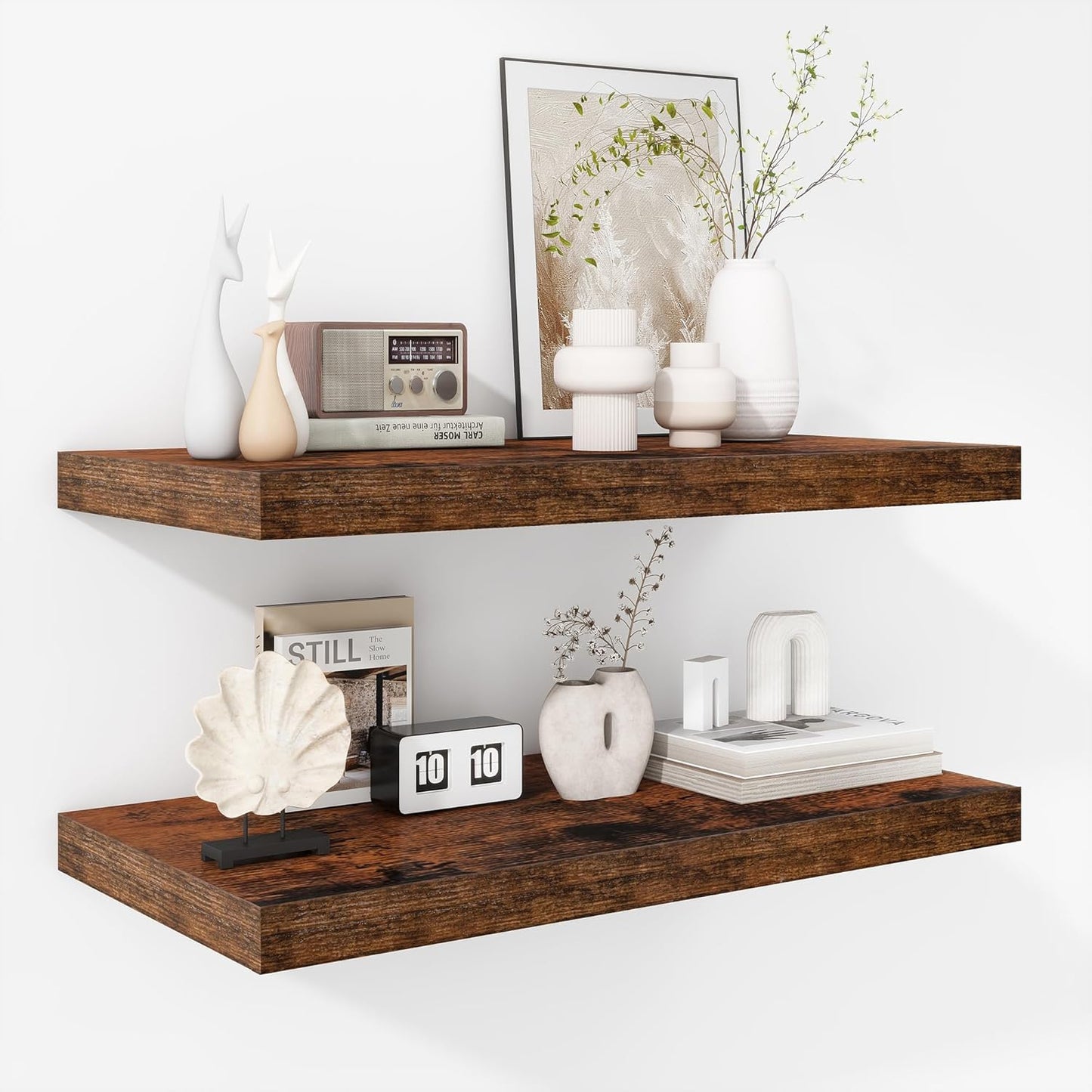 ShelfLoft 12 Inch Deep Farmhouse Wall Mounted Display Floating Shelves