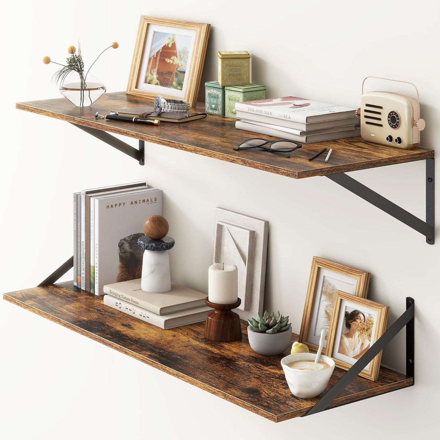 ShelfLoft 12 Inch Deep Wall Display&Storage Floating Shelves with Visible Brackets