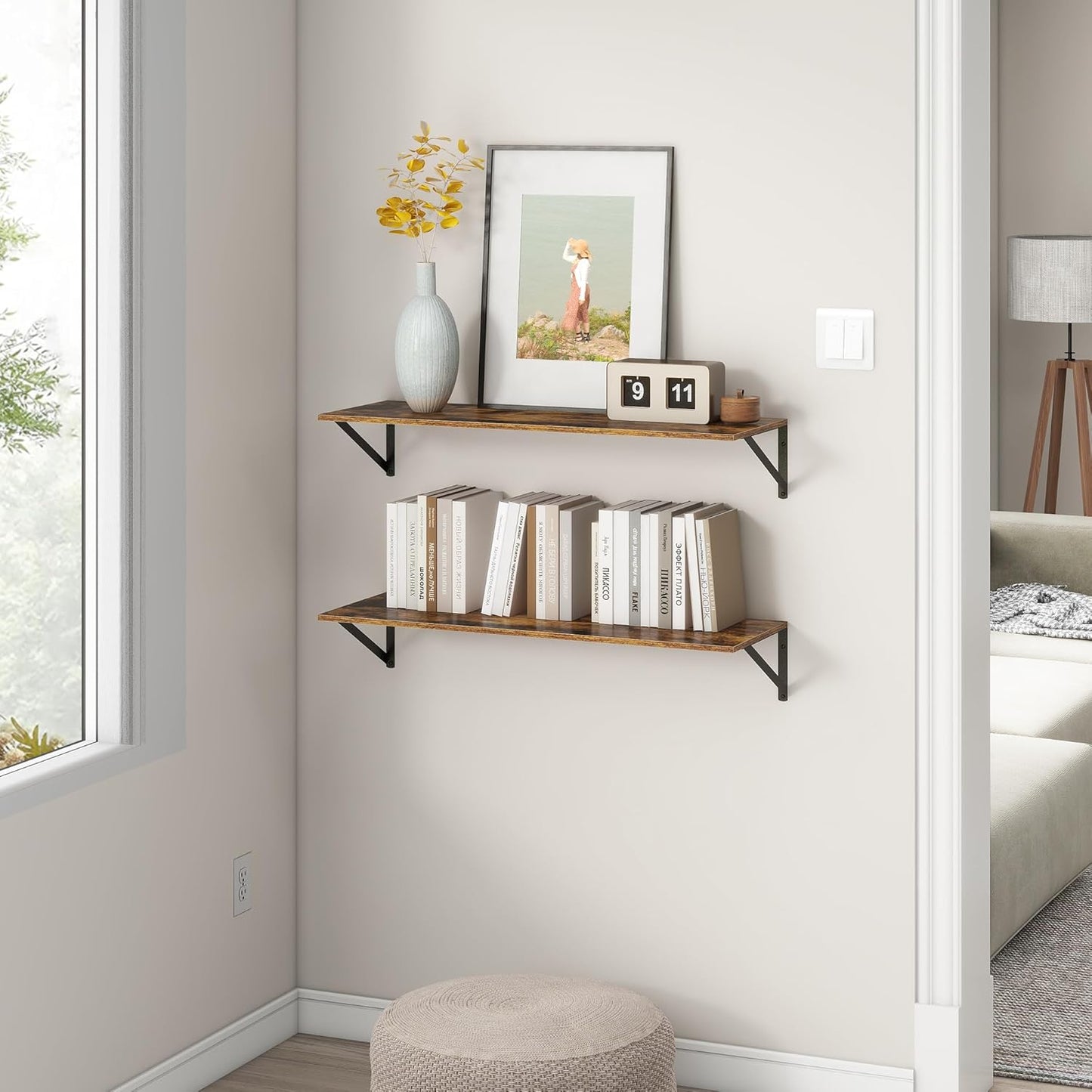 ShelfLoft 12 Inch Deep Wall Display&Storage Floating Shelves with Visible Brackets