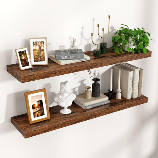 ShelfLoft 36"W x 8"D Rustic Brown Floating Shelves for Wall Storage,2 Pack