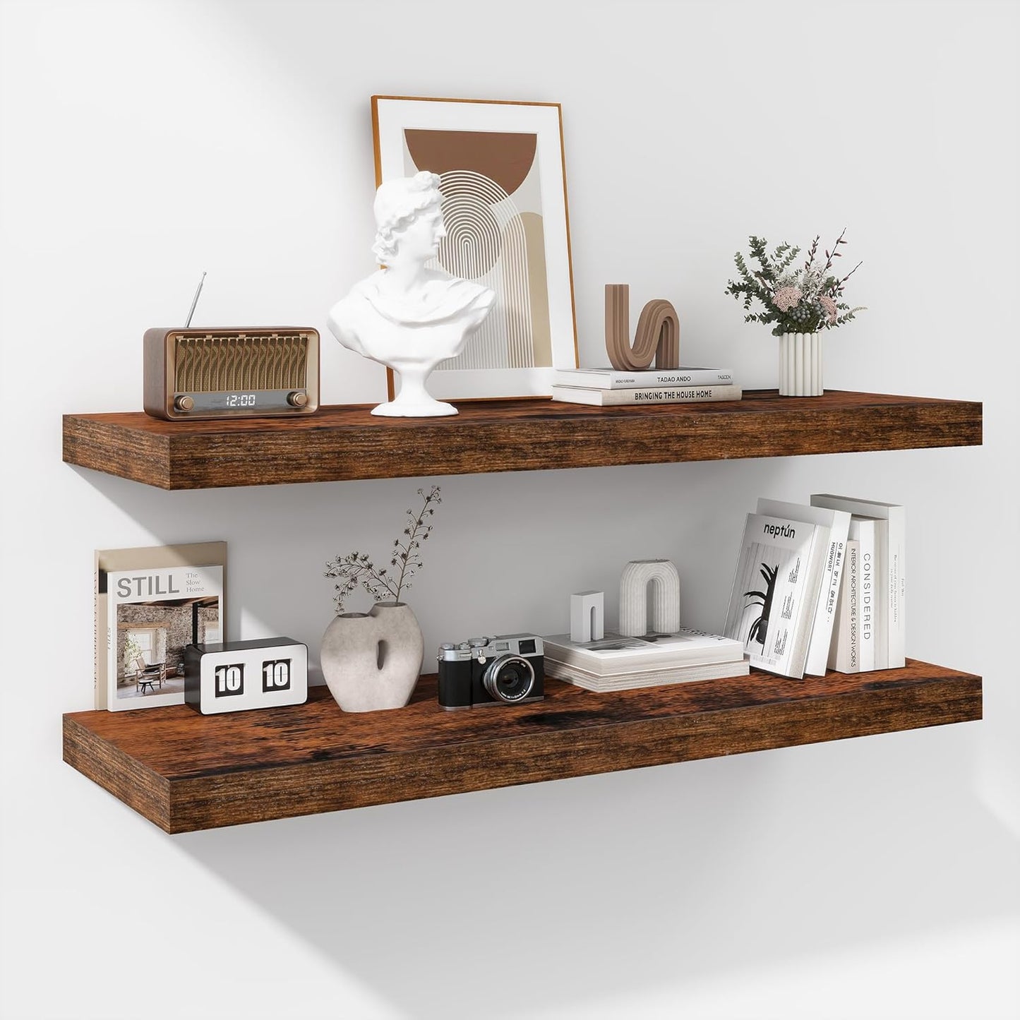 ShelfLoft 12 Inch Deep Farmhouse Wall Mounted Display Floating Shelves