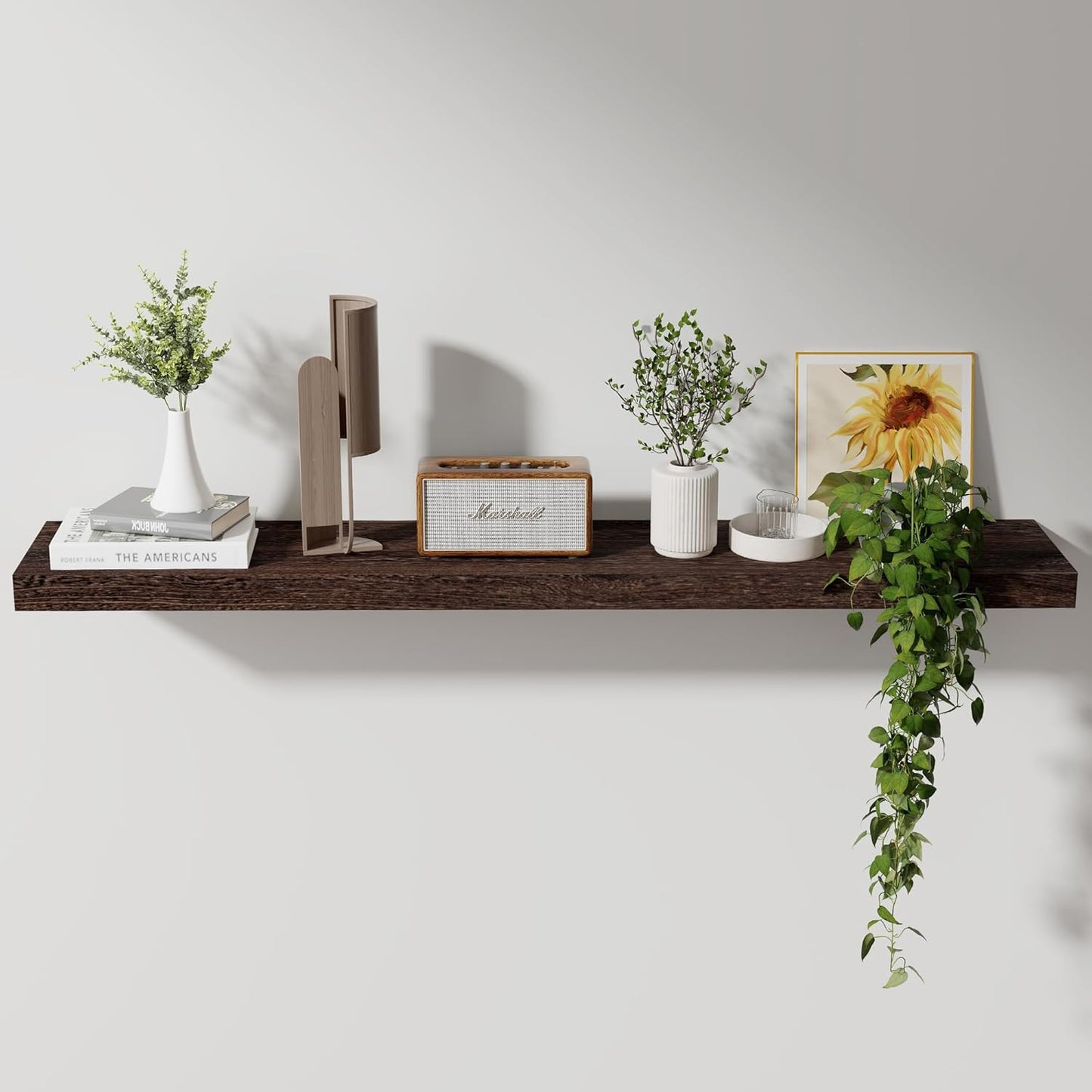 ShelfLoft 8"D x 1.6"H Rustic Brown Rustic Solid Wood Floating Shelves for Wall Storage