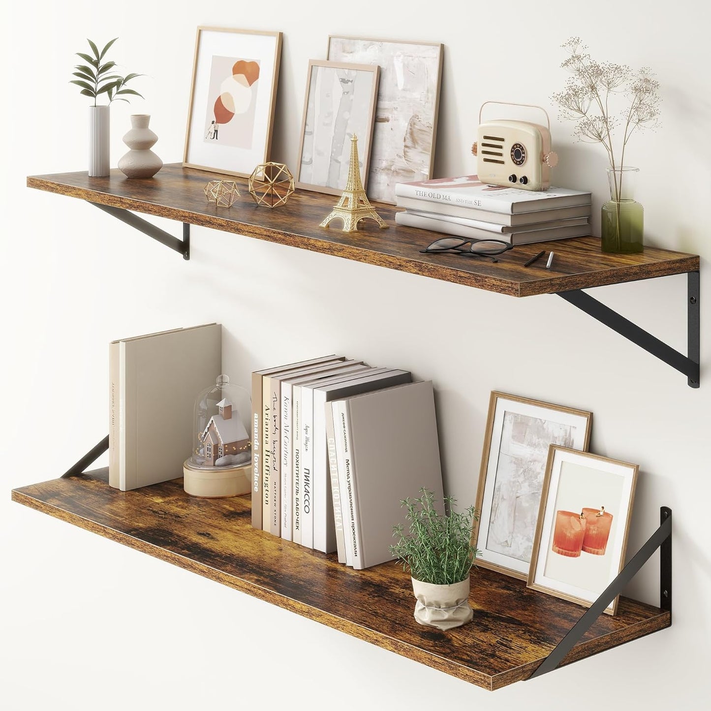 ShelfLoft 12 Inch Deep Wall Display&Storage Floating Shelves with Visible Brackets