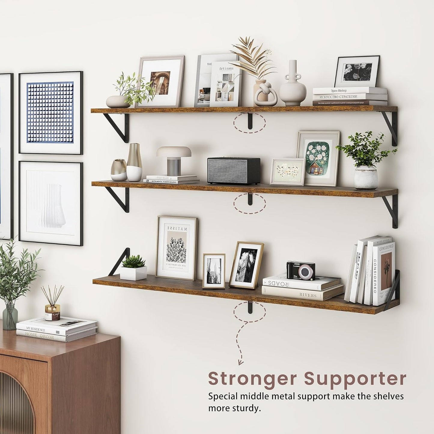 ShelfLoft 48" Wide x 8" Deep Floating Shelves with Brackets, 2 Pack