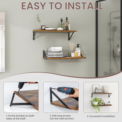 ShelfLoft 48" Wide x 8" Deep Floating Shelves with Brackets, 2 Pack
