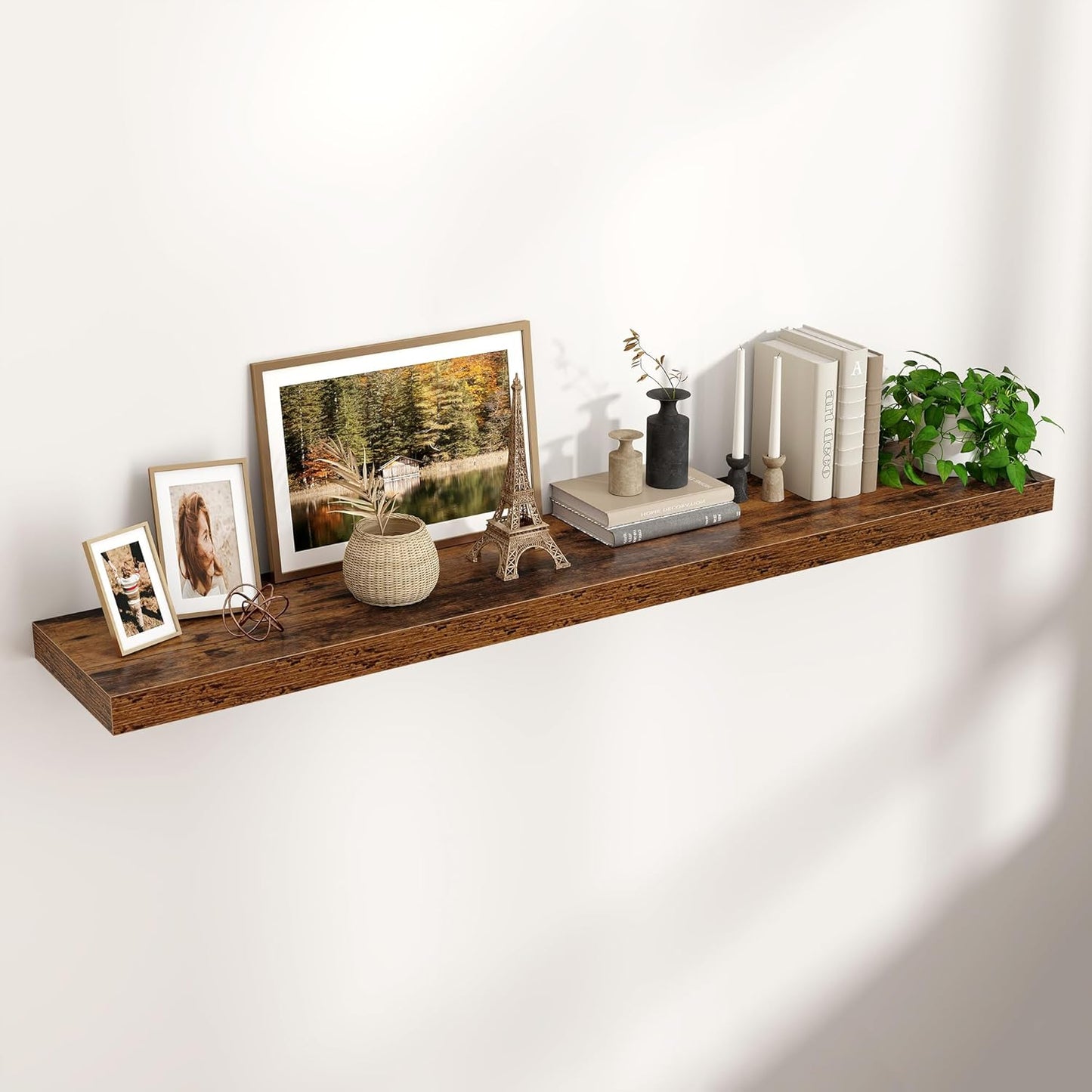 ShelfLoft 9"D x 1.5”H Rustic Brown Floating Shelves for Wall Storage