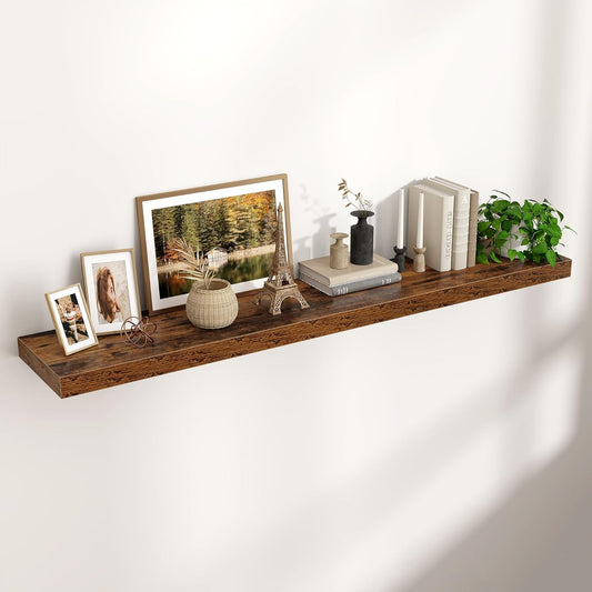 ShelfLoft 55"W x 10"D Rustic Brown Floating Shelves for Wall Storage,1 Pack