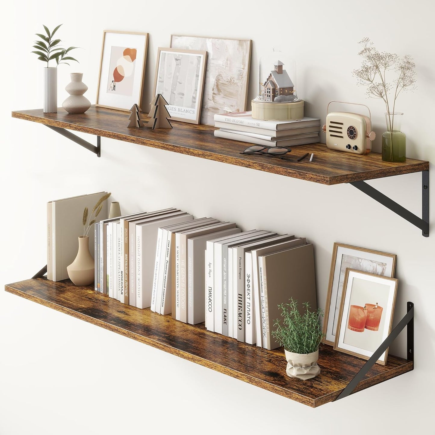 ShelfLoft 12 Inch Deep Wall Display&Storage Floating Shelves with Visible Brackets