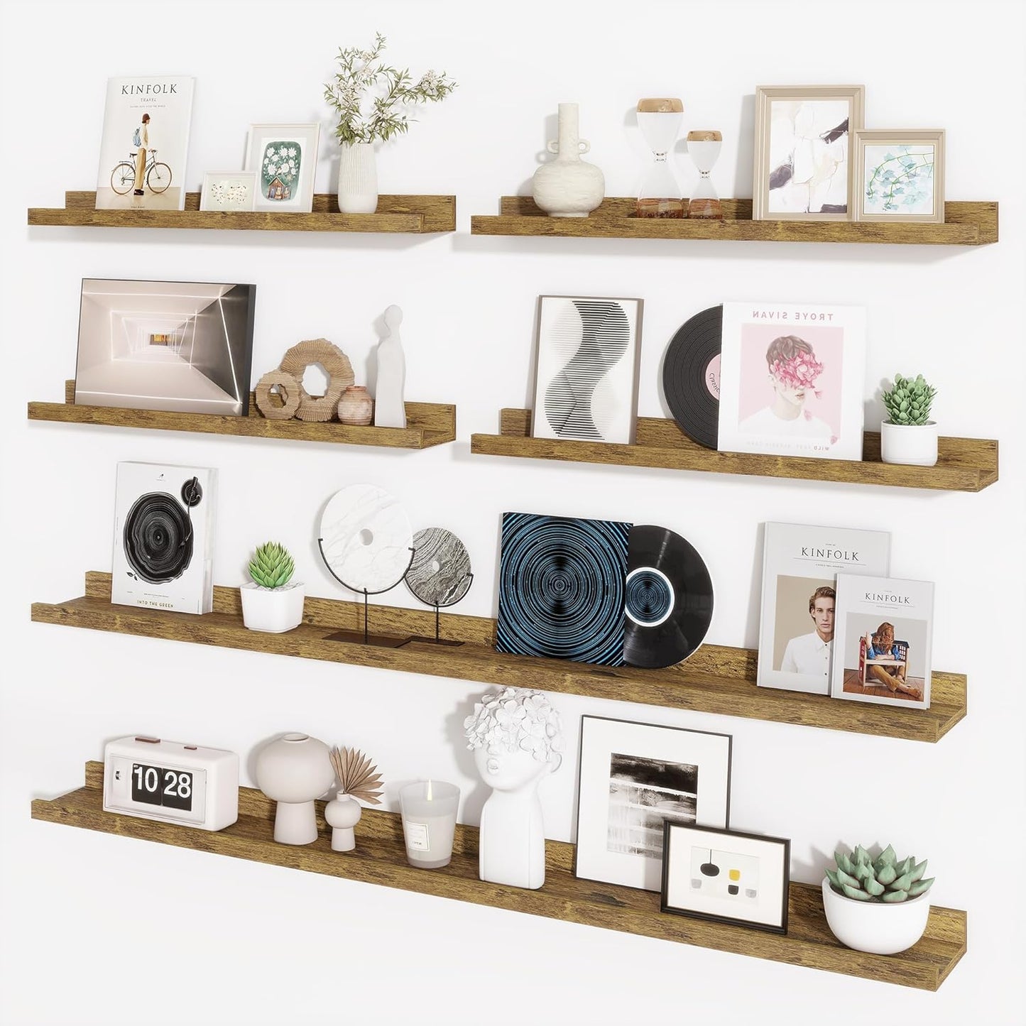 ShelfLoft 5.4 Inch Deep Picture Ledge Shelf Floating Wall Storage Shelves, Set of 6