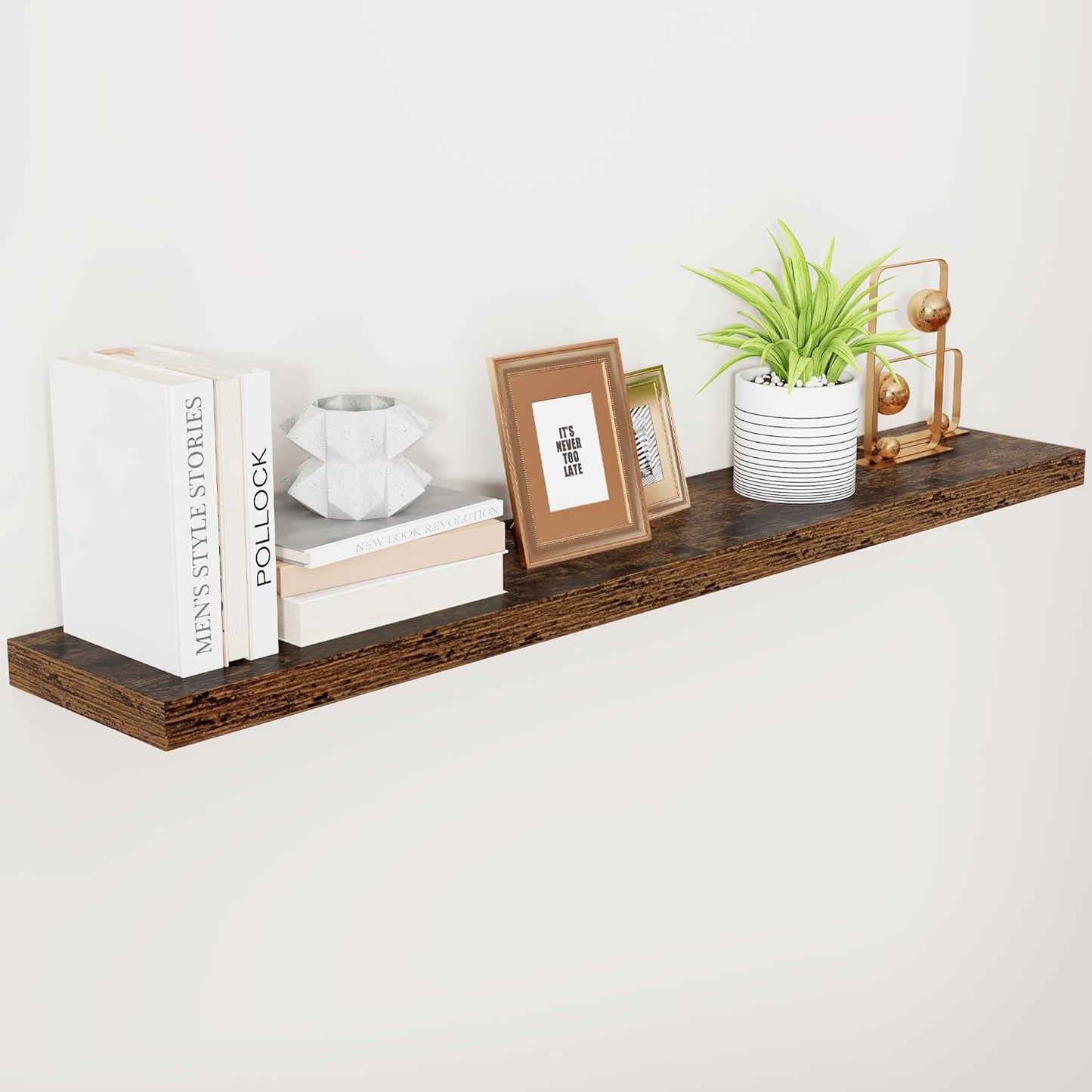 ShelfLoft 9.3"D x 1.5"H Rustic Brown Floating Shelves for Wall Storage