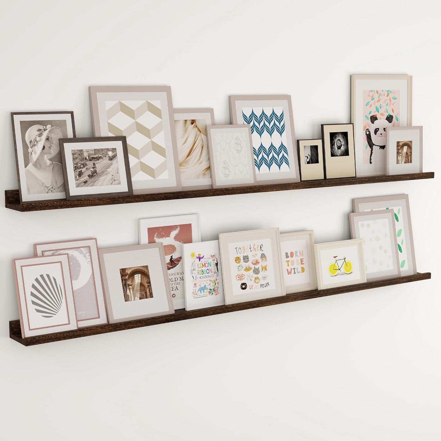 ShelfLoft 5.12 Inch Deep Picture Ledge Shelf Paulownia Wood Wall Floating Shelves with Lip for Nursery Books