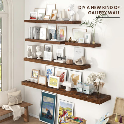 ShelfLoft 72"W x 11.6"D Rustic Brown Floating Shelves for Wall Storage,1 Pack