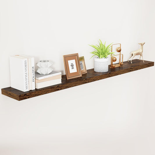 ShelfLoft 72" Wide x 9.3" Deep Floating Shelves for Wall Storage,Rustic Brown-1 Pack