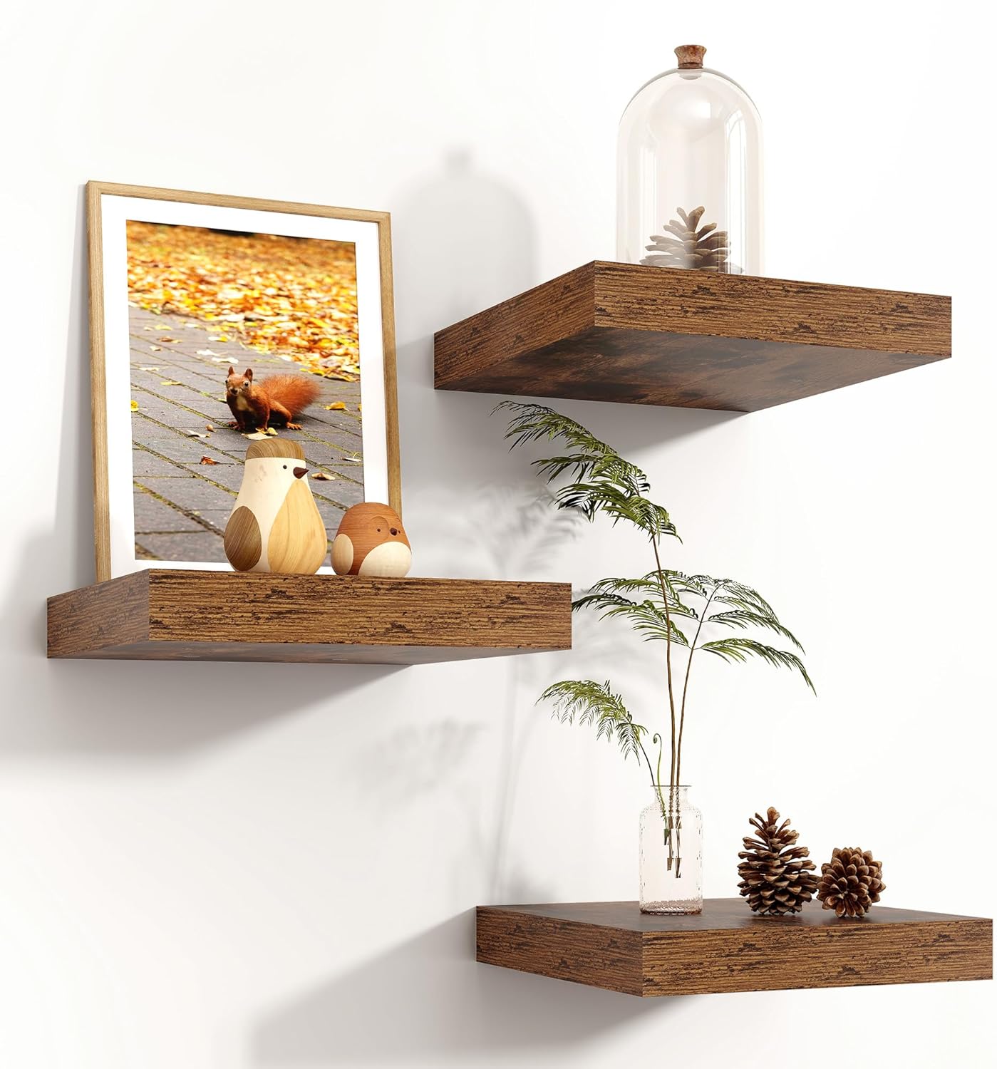 ShelfLoft 9"D x 1.5”H Rustic Brown Floating Shelves for Wall Storage