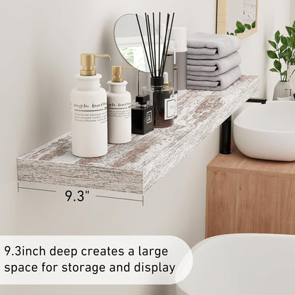 ShelfLoft 9"D x 1.6"H Rustic Grey Wall Storage Floating Shelves