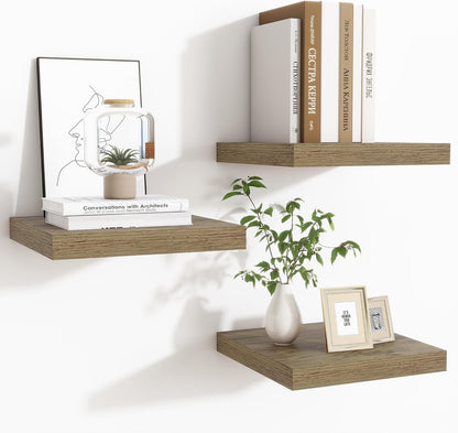 Shelfloft 3-Piece 7.5 Inch Square Floating Cornor Shelves for Small Space Storage