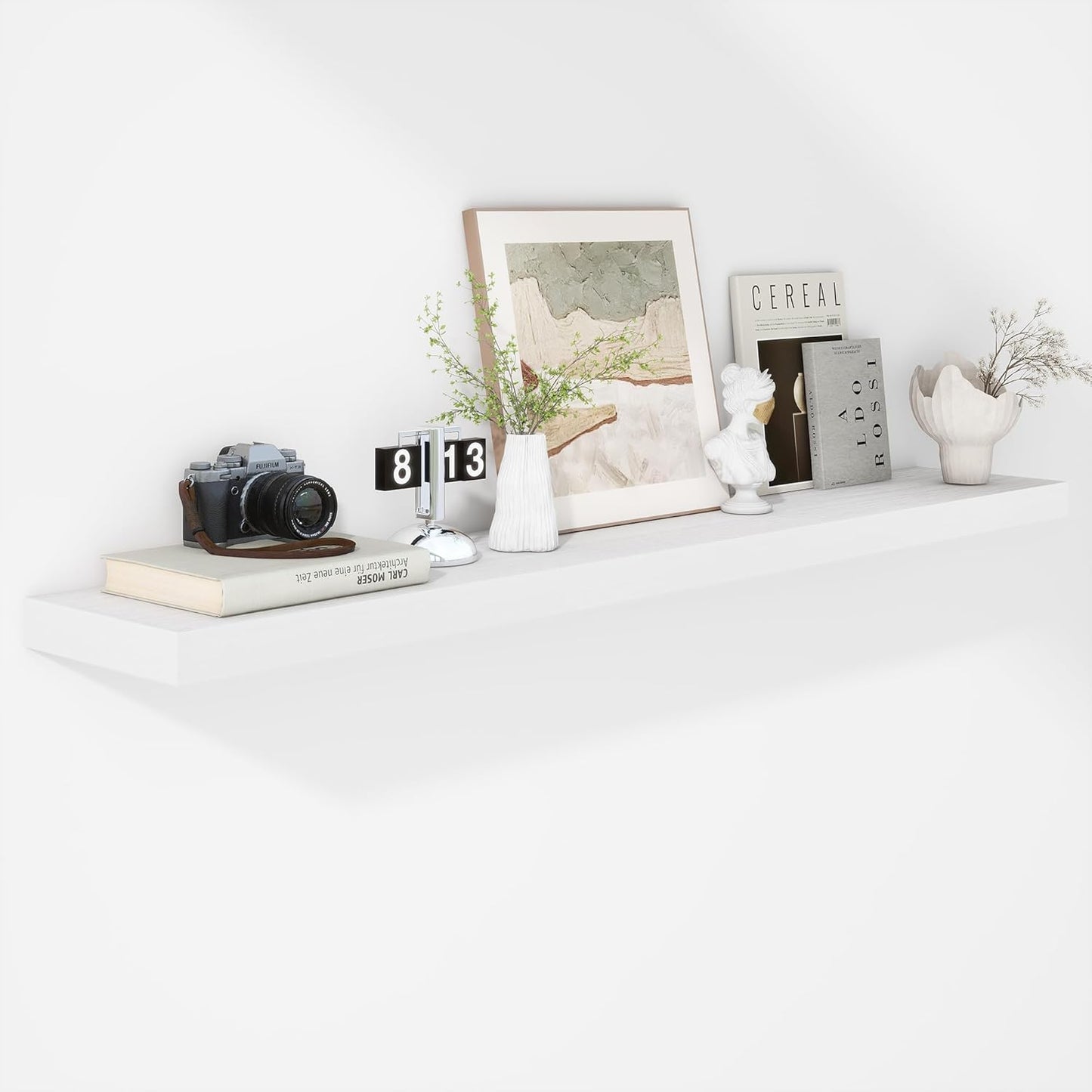 ShelfLoft 12"D x 1.8"H Rustic White Farmhouse Wall Mounted Display Floating Shelves