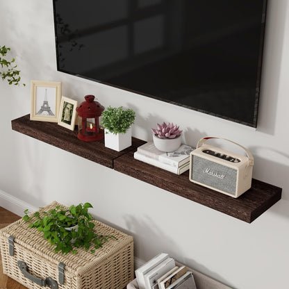 ShelfLoft 8 Inch Deep Rustic Solid Wood Floating Shelves for Wall Storage