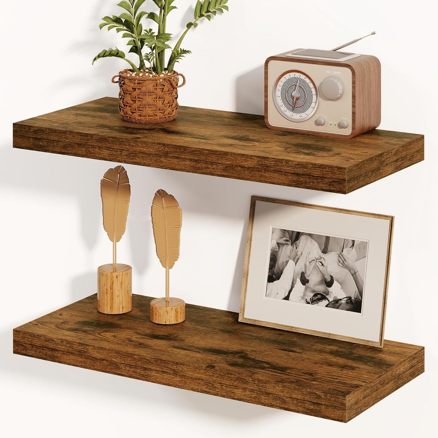 ShelfLoft 8 Inch Deep Farmhouse Rustic Wood Wall Floating Shelves