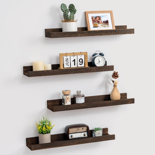 ShelfLoft 5.12"D x 2.2"H Rustic Brown Picture Ledge Wall Floating Shelves with Lip